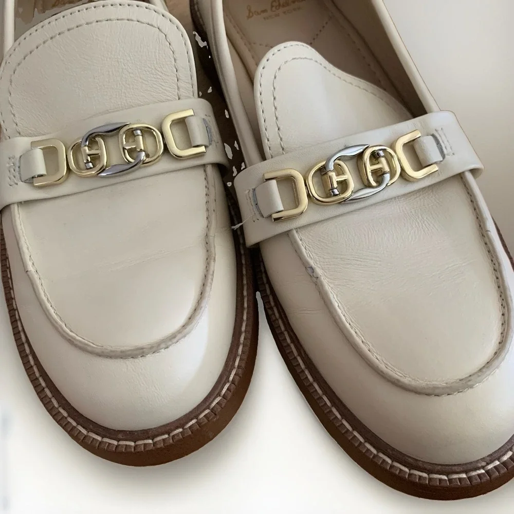 Sam Edelman Christy Loafers‎ Cream Leather Size 8